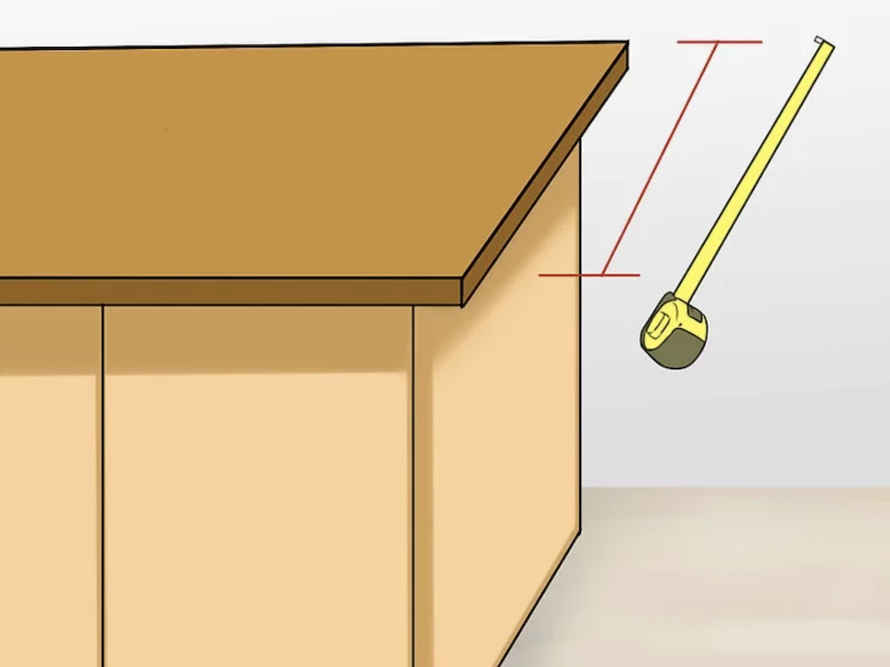 Measuring tape measuring countertop diagram - Hand drawn