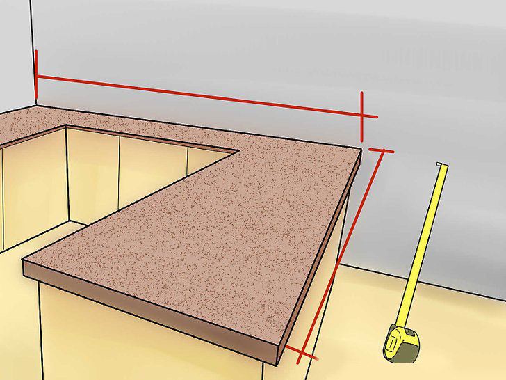 Measuring tape measuring countertop diagram - Hand drawn